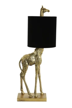 Light en Living Tafellamp 28x20x68 cm GIRAFFE antiek brons+velvet zwart