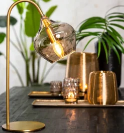 Light en Living Tafellamp RAKEL Antique brass of zwart