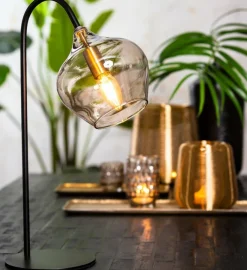 Light en Living Tafellamp RAKEL Antique brass of zwart