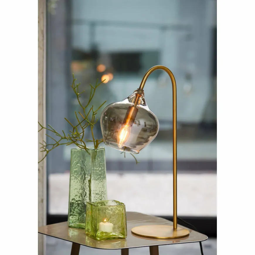 Light en Living Tafellamp RAKEL Antique brass of zwart