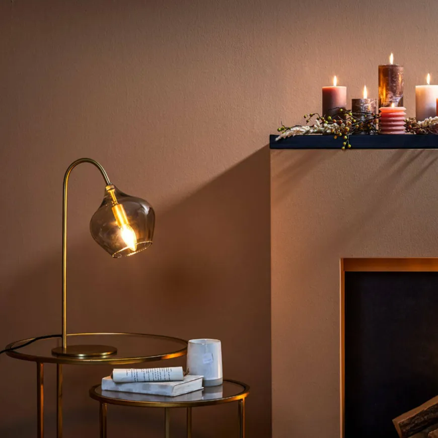 Light en Living Tafellamp RAKEL Antique brass of zwart