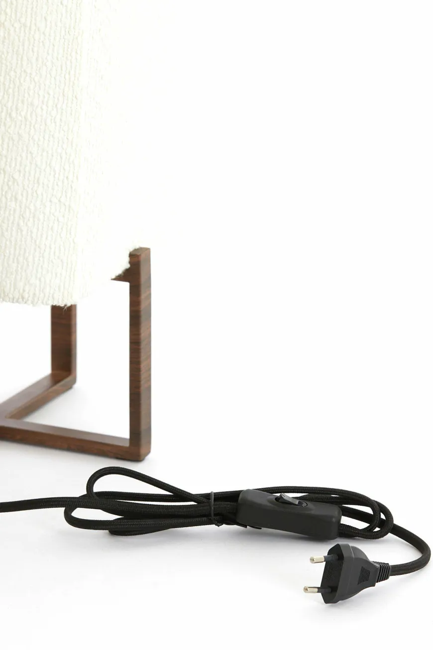 Light en Living Tafellamp 21,5X21,5X50,5 Cm WYN hout D Bruin+Boucl Creme