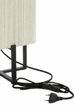 Light en Living Tafellamp 21,5X21,5X50,5 Cm WYN Mat zwart+touw creme