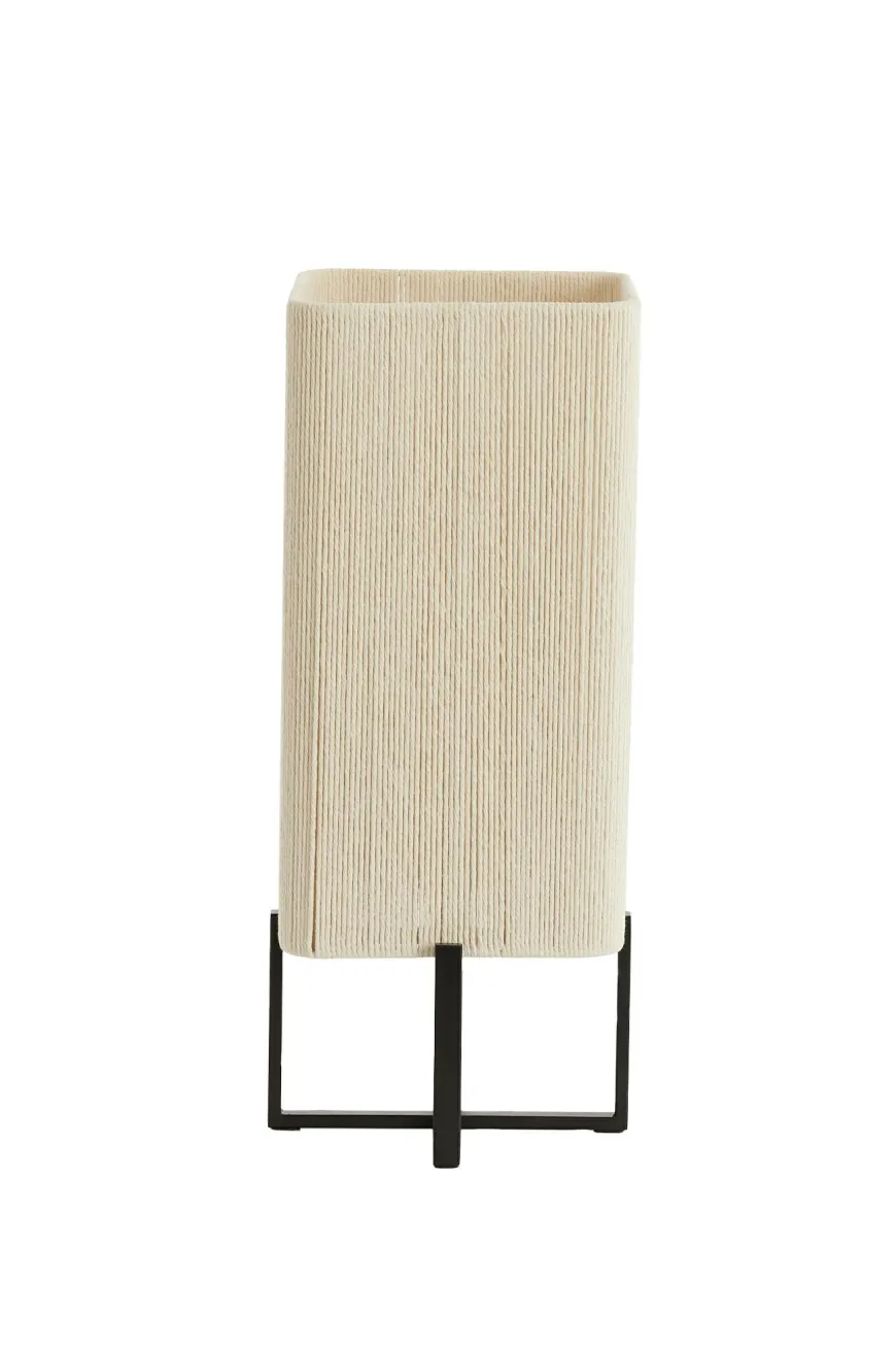 Light en Living Tafellamp 21,5X21,5X50,5 Cm WYN Mat zwart+touw creme