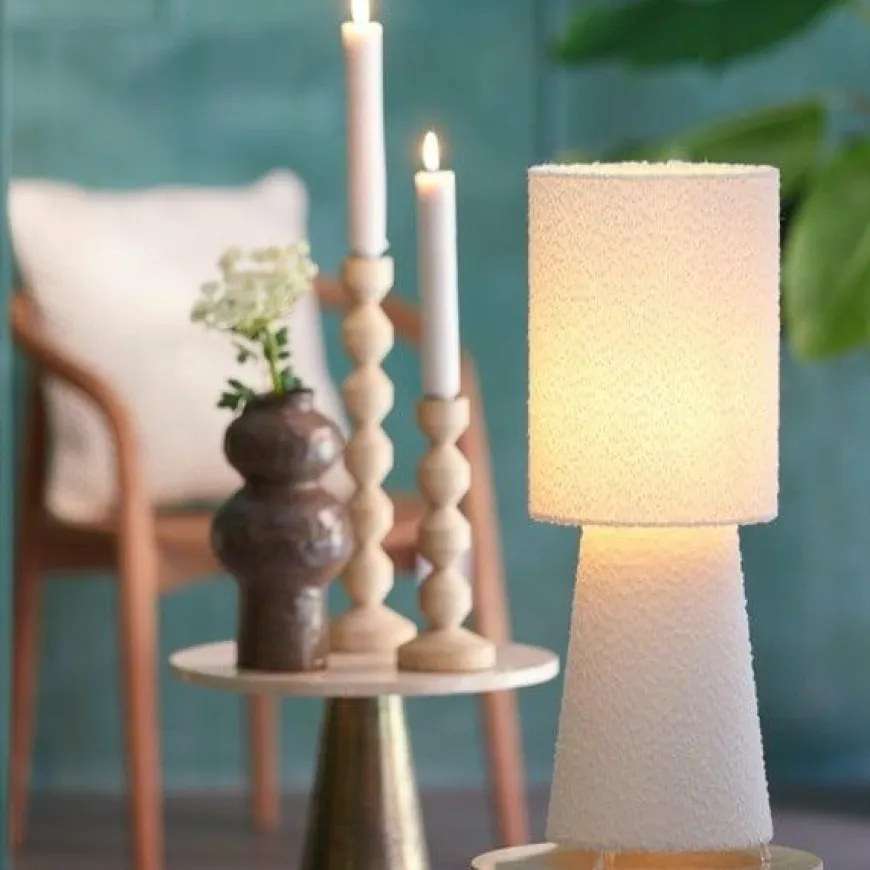 Light en Living Tafellamp Ø20x57,5 cm MICKY bouclé crème