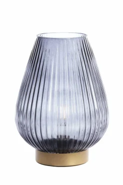 Light en Living Tafellamp LED TAJERA glas grijs+goud Ø21x28 cm