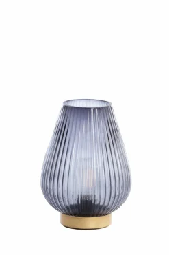 Light en Living Tafellamp LED TAJERA glas grijs+goud Ø21x28 cm