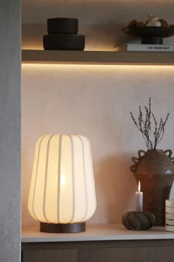 Light en Living Tafellamp Ø30x41,5 cm BIBURY hout print donker bruin+wit