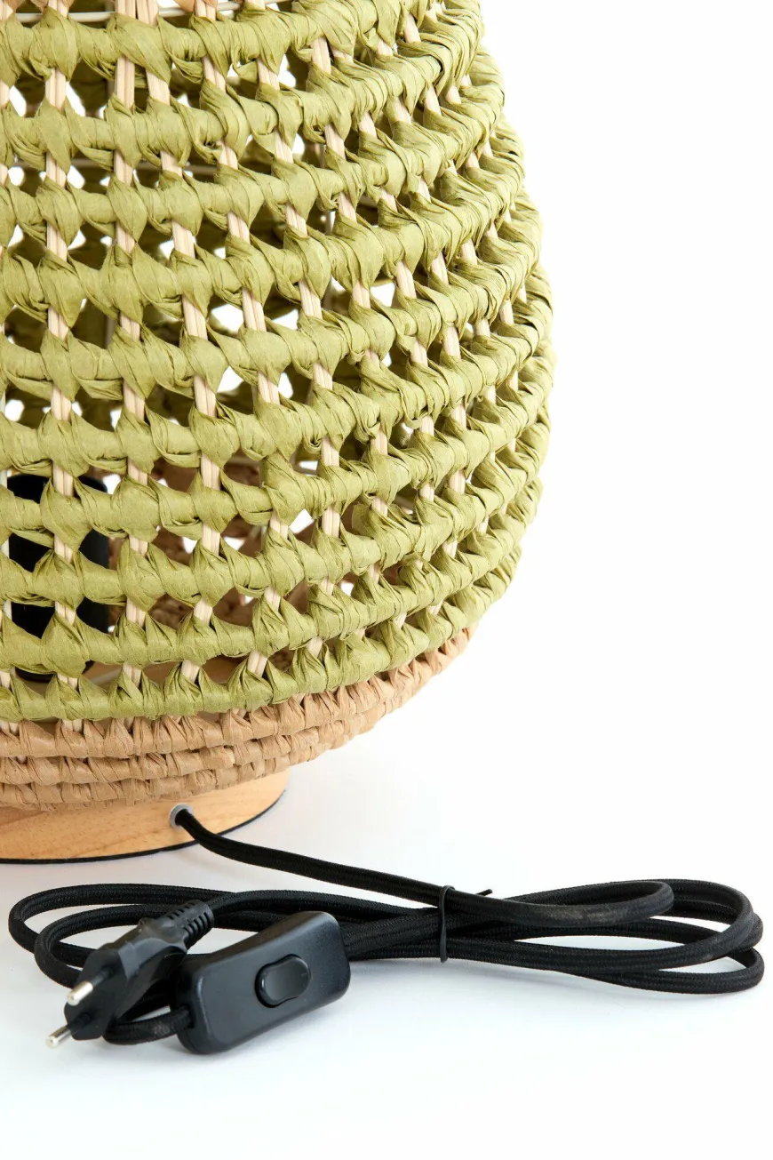 Light en Living Tafellamp Ø32x34,5 cm KALIPA rotan naturel+groen