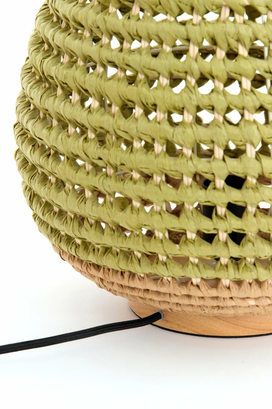 Light en Living Tafellamp Ø32x34,5 cm KALIPA rotan naturel+groen