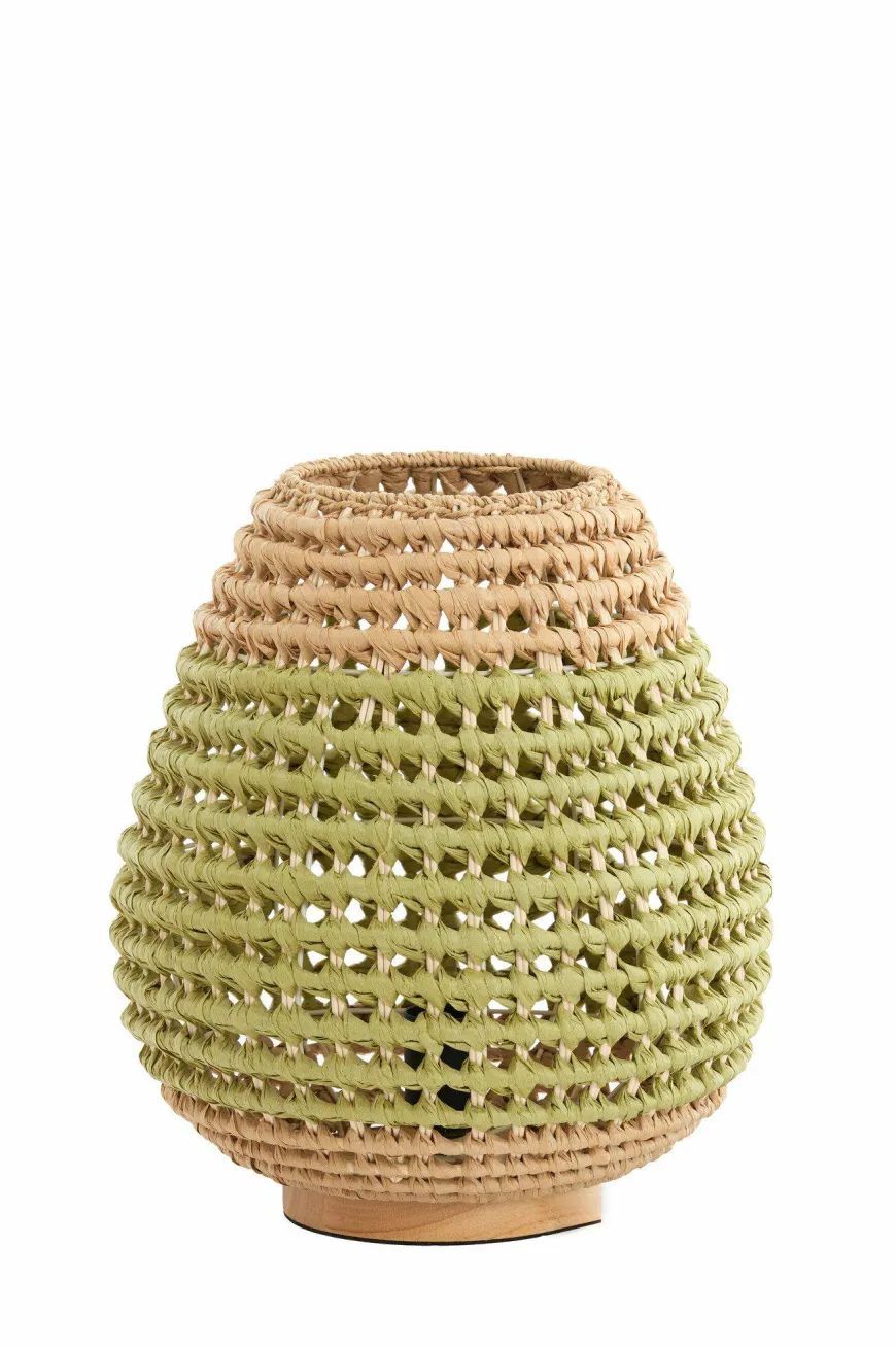 Light en Living Tafellamp Ø32x34,5 cm KALIPA rotan naturel+groen