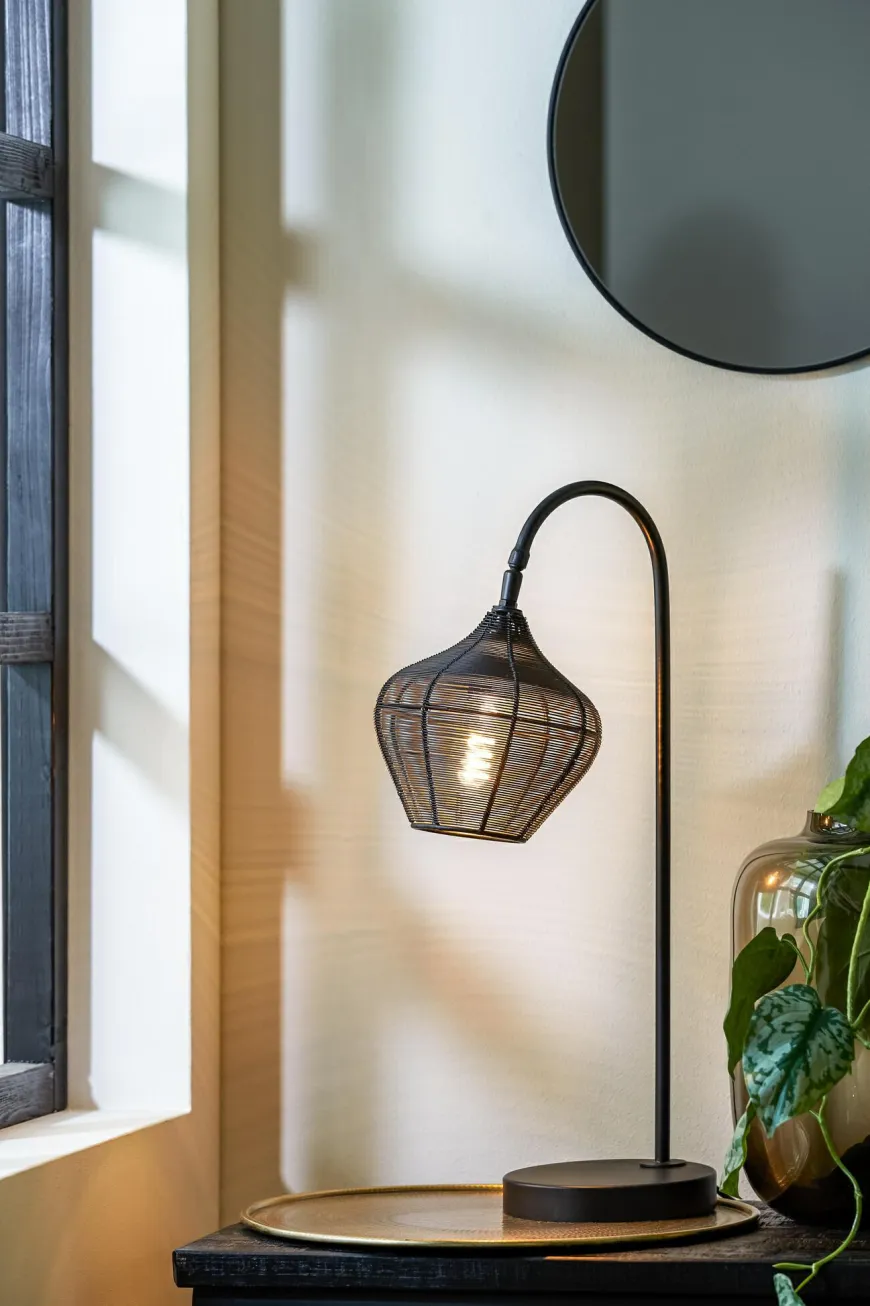 Light en Living Tafellamp 27x20x61 cm ALVARO mat zwart