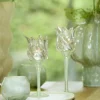 Light en Living Theelicht op voet Ø9,5x21 cm FLORA gls mat mint groen+helder