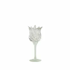 Light en Living Theelicht op voet Ø9,5x21 cm FLORA gls mat mint groen+helder