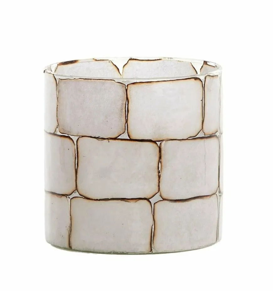 Light en Living Theelicht Ø10x11 cm DRONERO glas transparant+wit