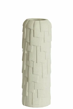 Light en Living Vaas deco Ø14,5x42 cm LEIMA keramiek mat crème