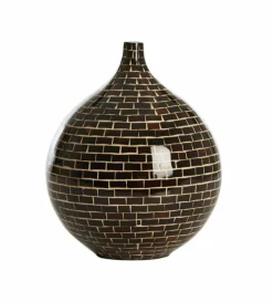 Light en Living Vaas deco Ø22x25 cm ELORZA bamboe donker bruin+naturel