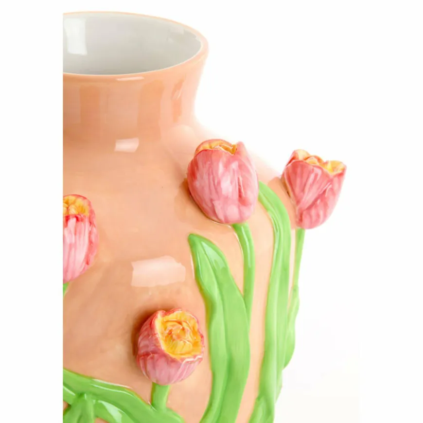 Light en Living Vaas deco Ø26x31 cm TULIP keramiek licht roze-groen
