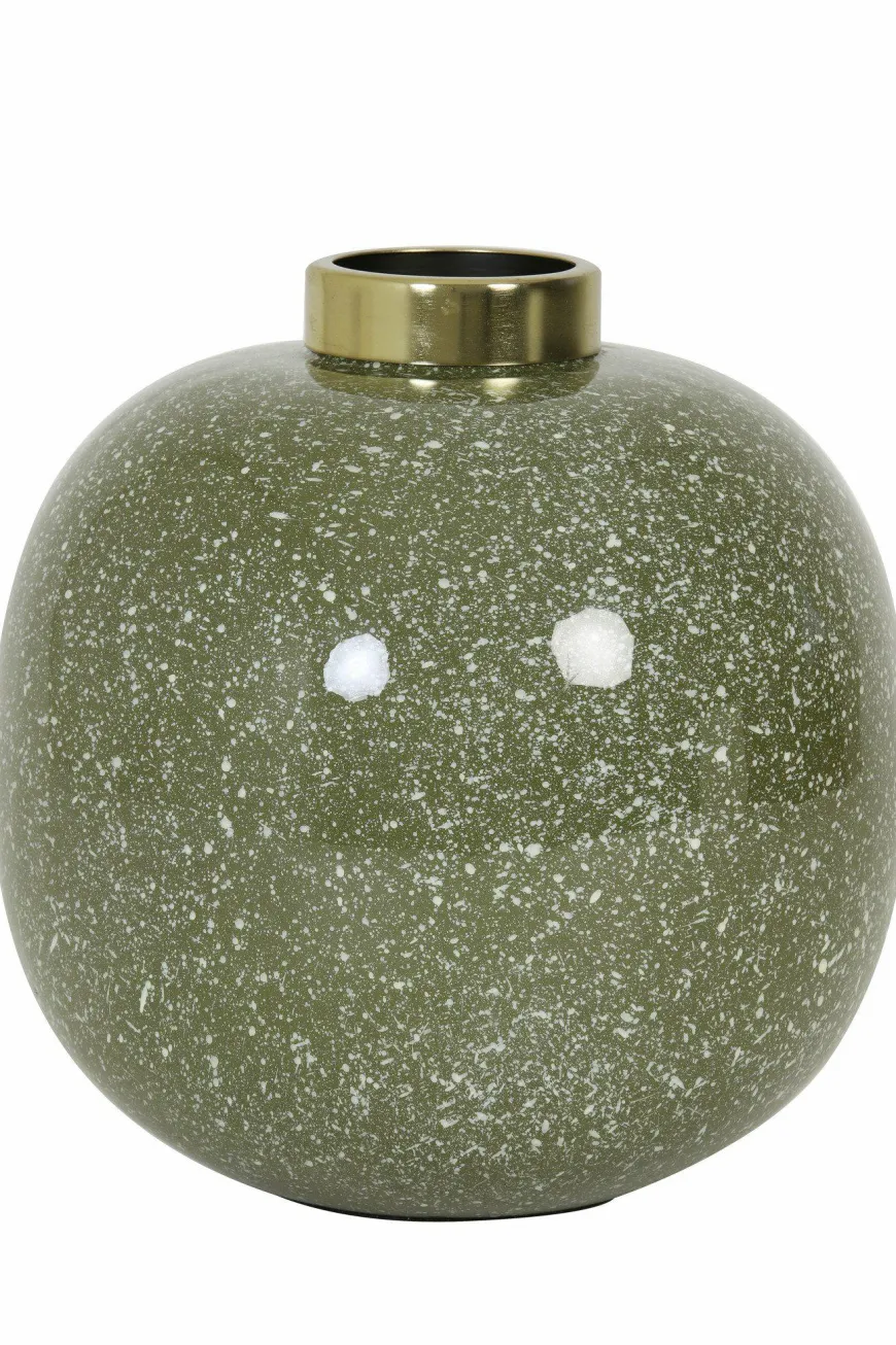 Light en Living Vaas deco Ø26x26 cm CHOW groen/wit-goud