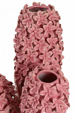 Light en Living Vaas deco 35,5x32x41 cm FLOWER keramiek roze+groen