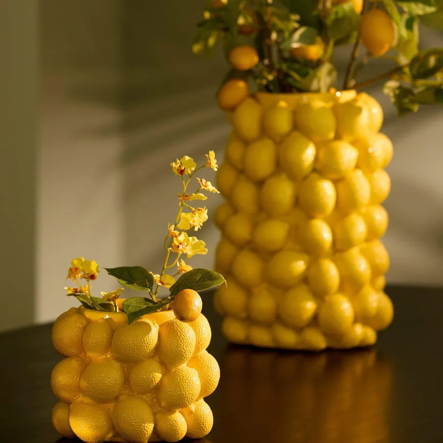 Light en Living Vaas deco LEMON geel - 14 cm hoog