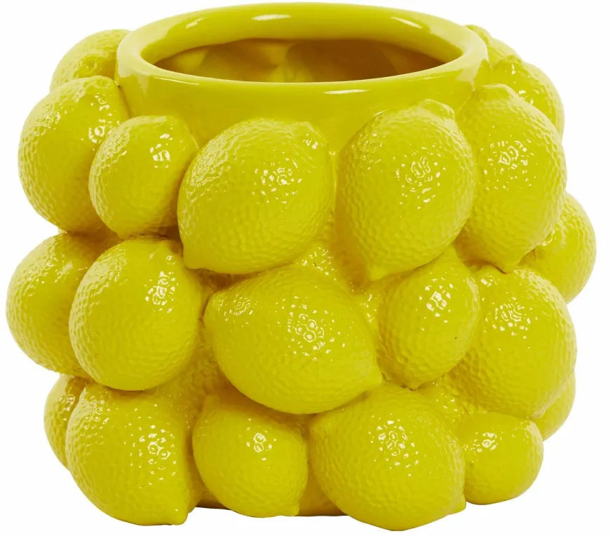 Light en Living Vaas deco LEMON geel - 14 cm hoog