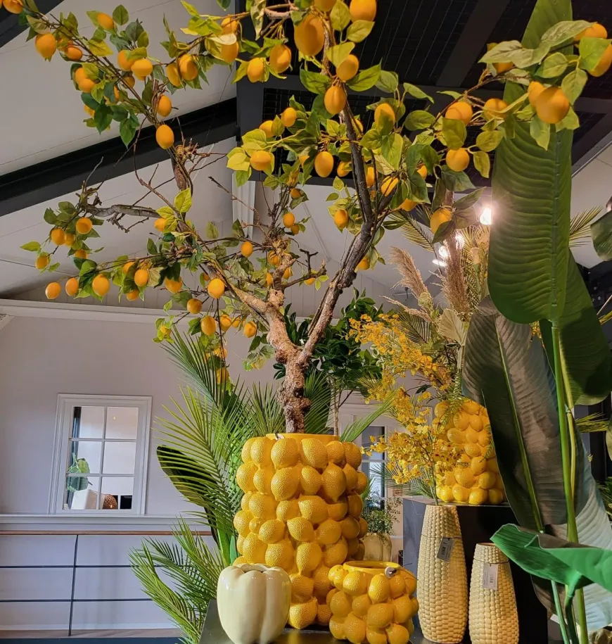 Light en Living Vaas deco LEMON geel - 14 cm hoog