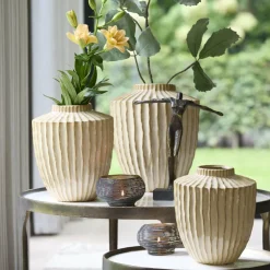 Light en Living Vaas deco Ø32X40 cm TALEA keramiek zand-beige