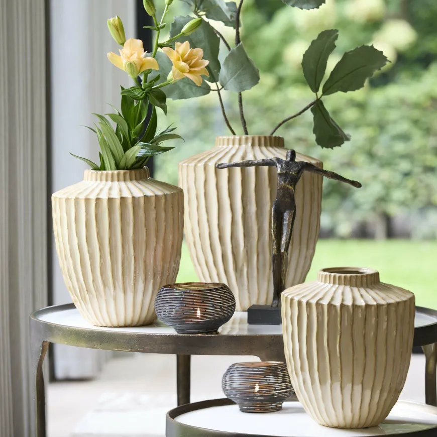 Light en Living Vaas deco Ø32X40 cm TALEA keramiek zand-beige