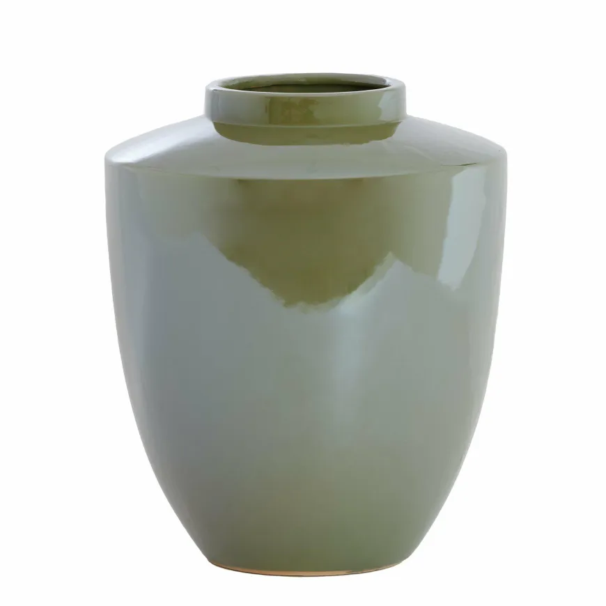 Light en Living Vaas deco Ø30X32 cm TALEA keramiek olijfgroen-creme