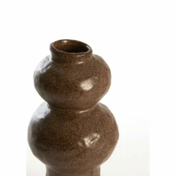 Light en Living Vaas deco Ø13x26 cm ROGANO keramiek donker bruin