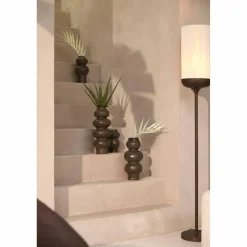Light en Living Vaas deco Ø13x26 cm ROGANO keramiek donker bruin