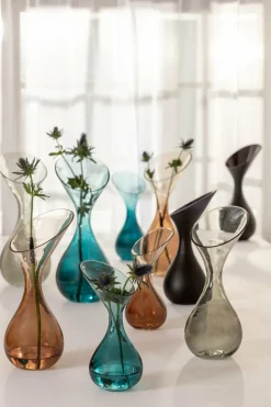 Light en Living Vaas deco Herley glas grijs groen - 2 maten