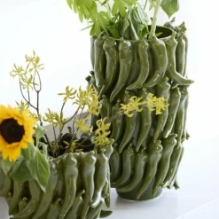Light en Living Vaas deco 25,5x24,5x20,5 cm PEPPER keramiek donker groen