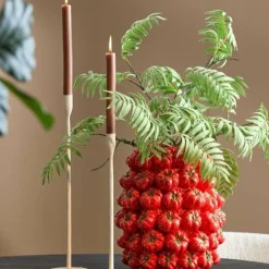 Light en Living Vaas deco 34x33x37 cm TAMINA keramiek rood