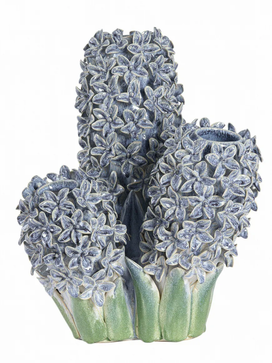 Light en Living Vaas deco 35,5x32x41 cm FLOWER keramiek blauw+groen