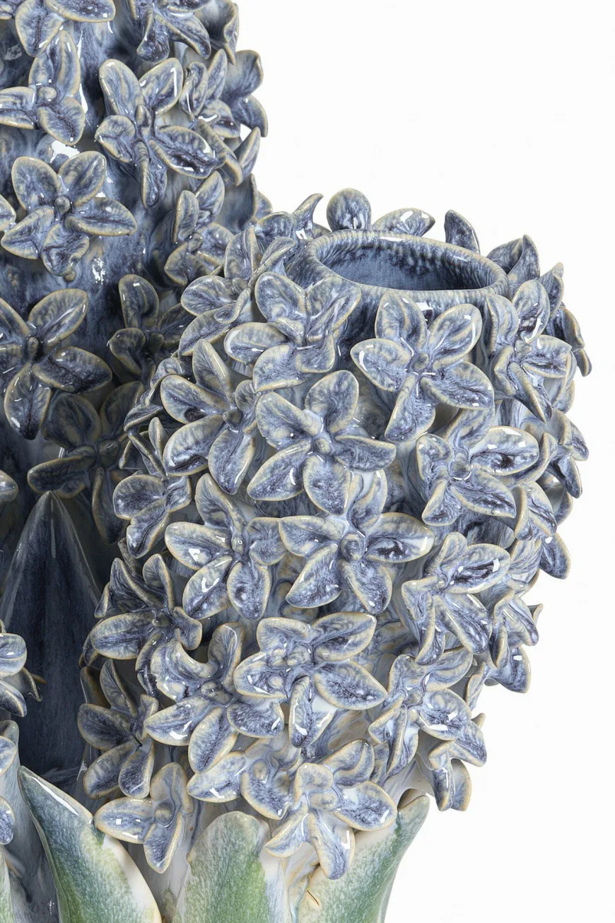 Light en Living Vaas deco 35,5x32x41 cm FLOWER keramiek blauw+groen