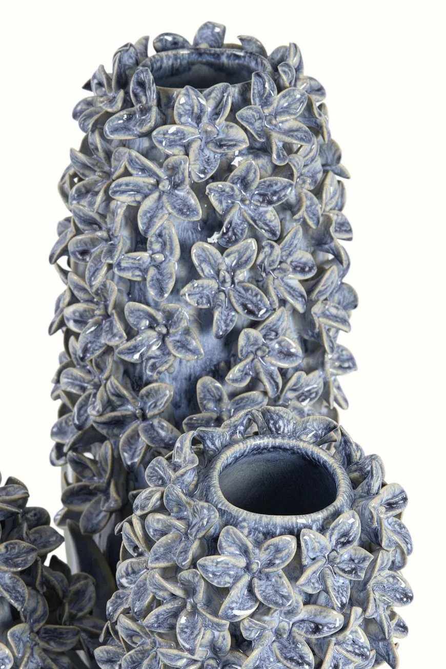 Light en Living Vaas deco 35,5x32x41 cm FLOWER keramiek blauw+groen