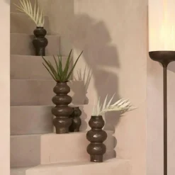 Light en Living Vaas deco Ø15,5x37,5 cm ROGANO keramiek donker bruin