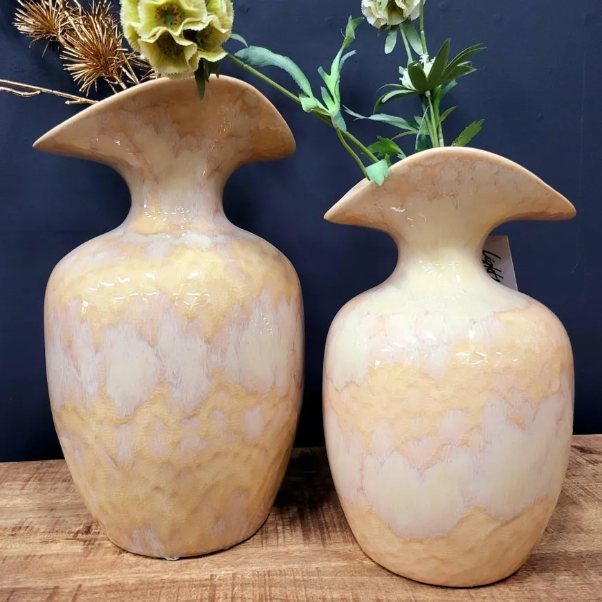 Light en Living Vaas deco 17x16x28 cm MARILLO keramiek light peach