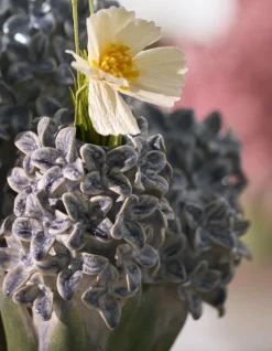 Light en Living Vaas deco 35x21x28 cm FLOWER keramiek blauw+groen