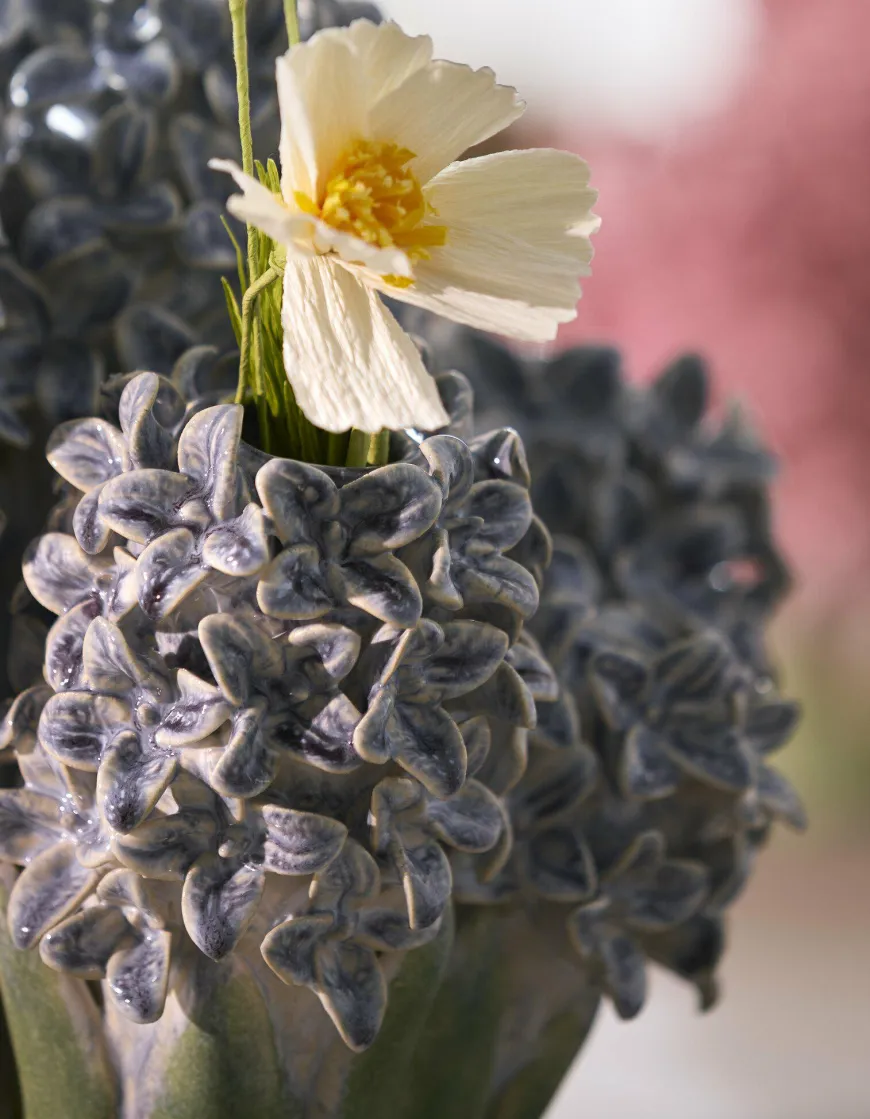 Light en Living Vaas deco 35x21x28 cm FLOWER keramiek blauw+groen
