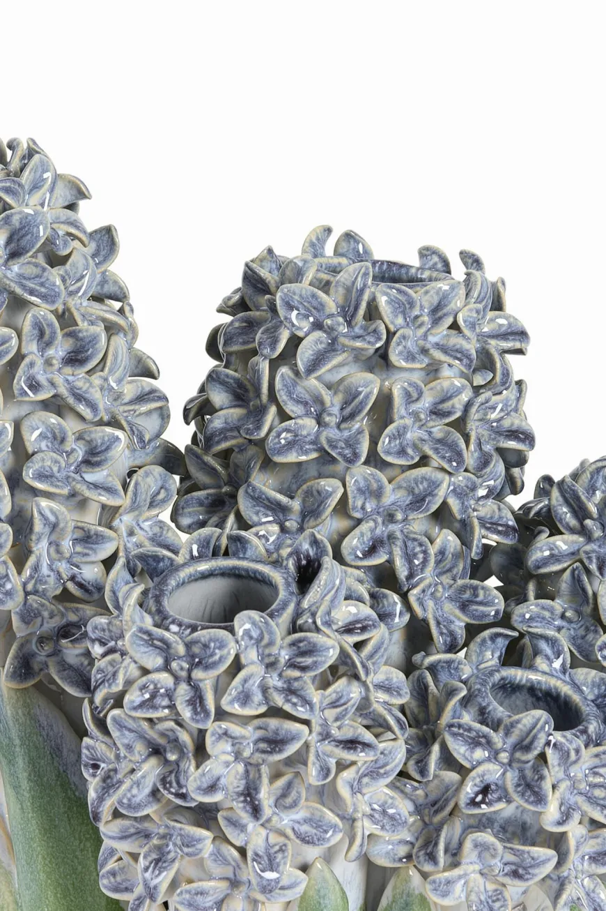Light en Living Vaas deco 35x21x28 cm FLOWER keramiek blauw+groen
