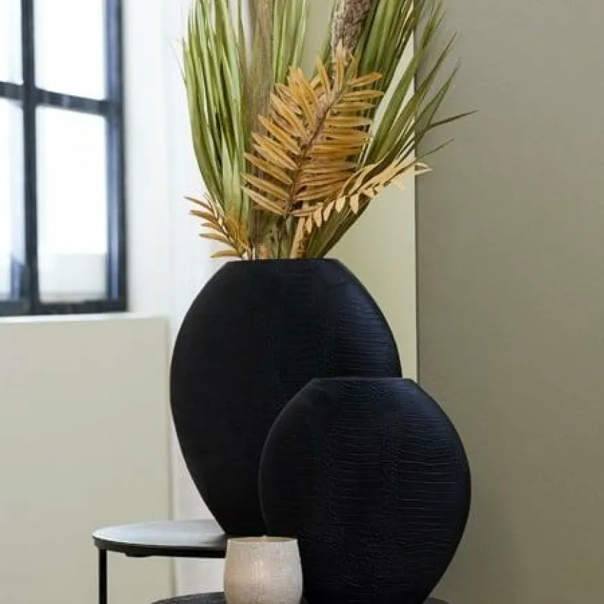 Light en Living Vaas deco 50x15x50 cm SKELD mat zwart