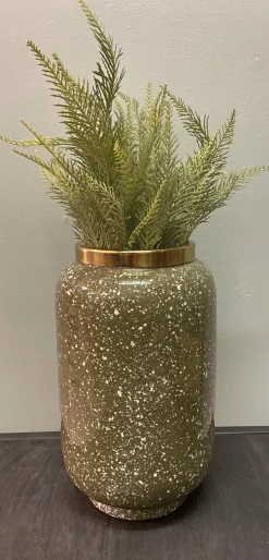 Light en Living Vaas deco Ø18x30 cm CHOW groen/wit-goud
