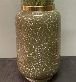 Light en Living Vaas deco Ø18x30 cm CHOW groen/wit-goud