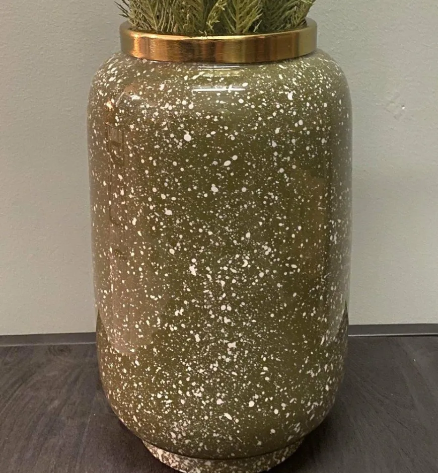 Light en Living Vaas deco Ø18x30 cm CHOW groen/wit-goud