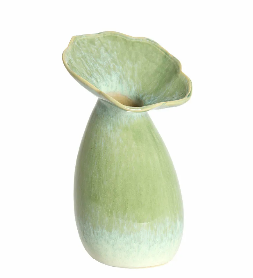 Light en Living Vaas deco Ø14x24 cm CULLA keramiek groen+lichtblauw