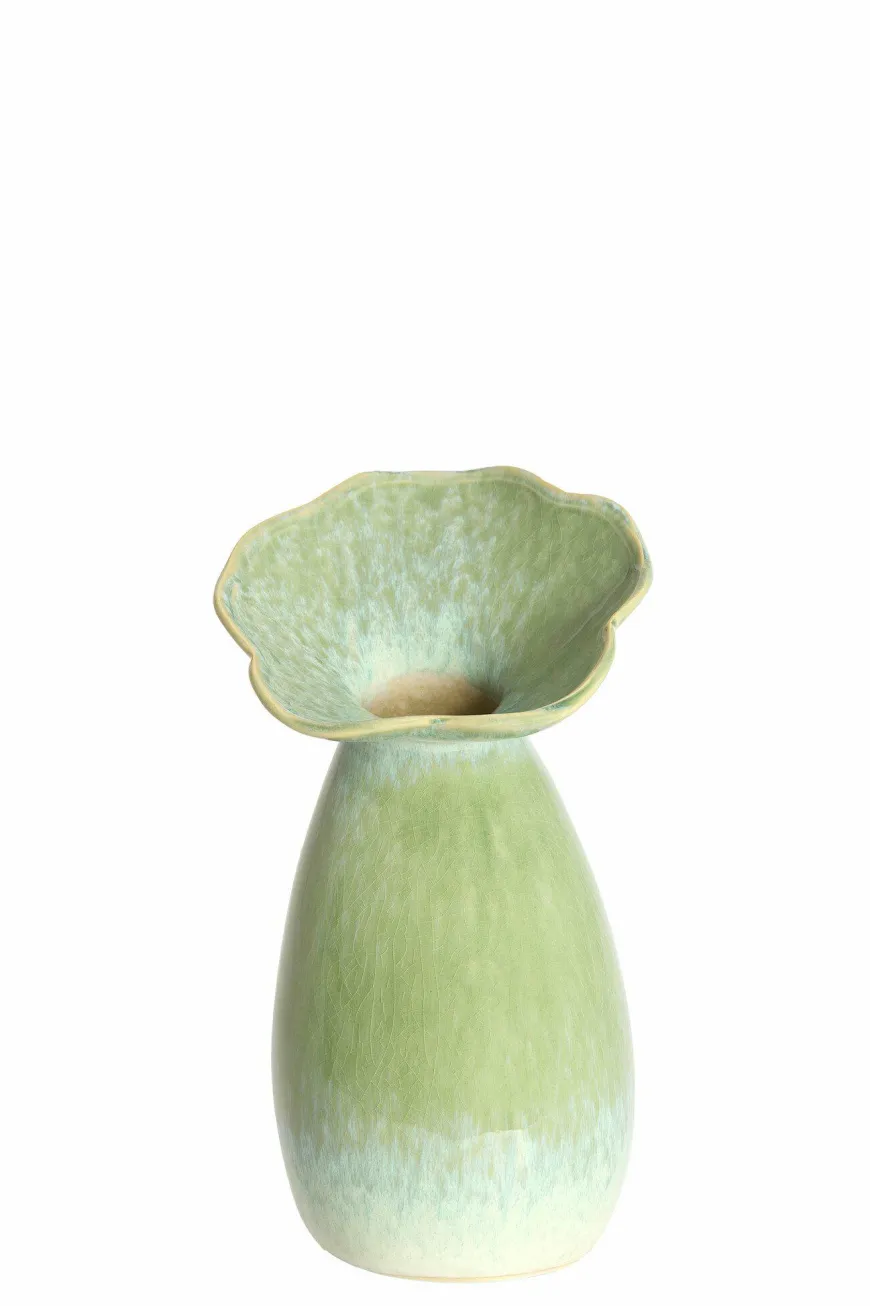 Light en Living Vaas deco Ø14x24 cm CULLA keramiek groen+lichtblauw