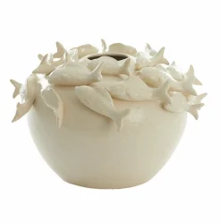 Light en Living Vaas deco Ø40X27 cm Fish keramiek creme